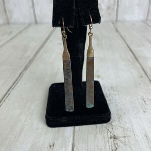 Oxidized Bronze Long Bar Dangle Earrings